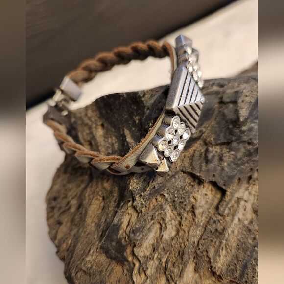 LiaโSophia "Confidant" Gray colour faux leather with cut crystal bracelet - Picture 3 of 4